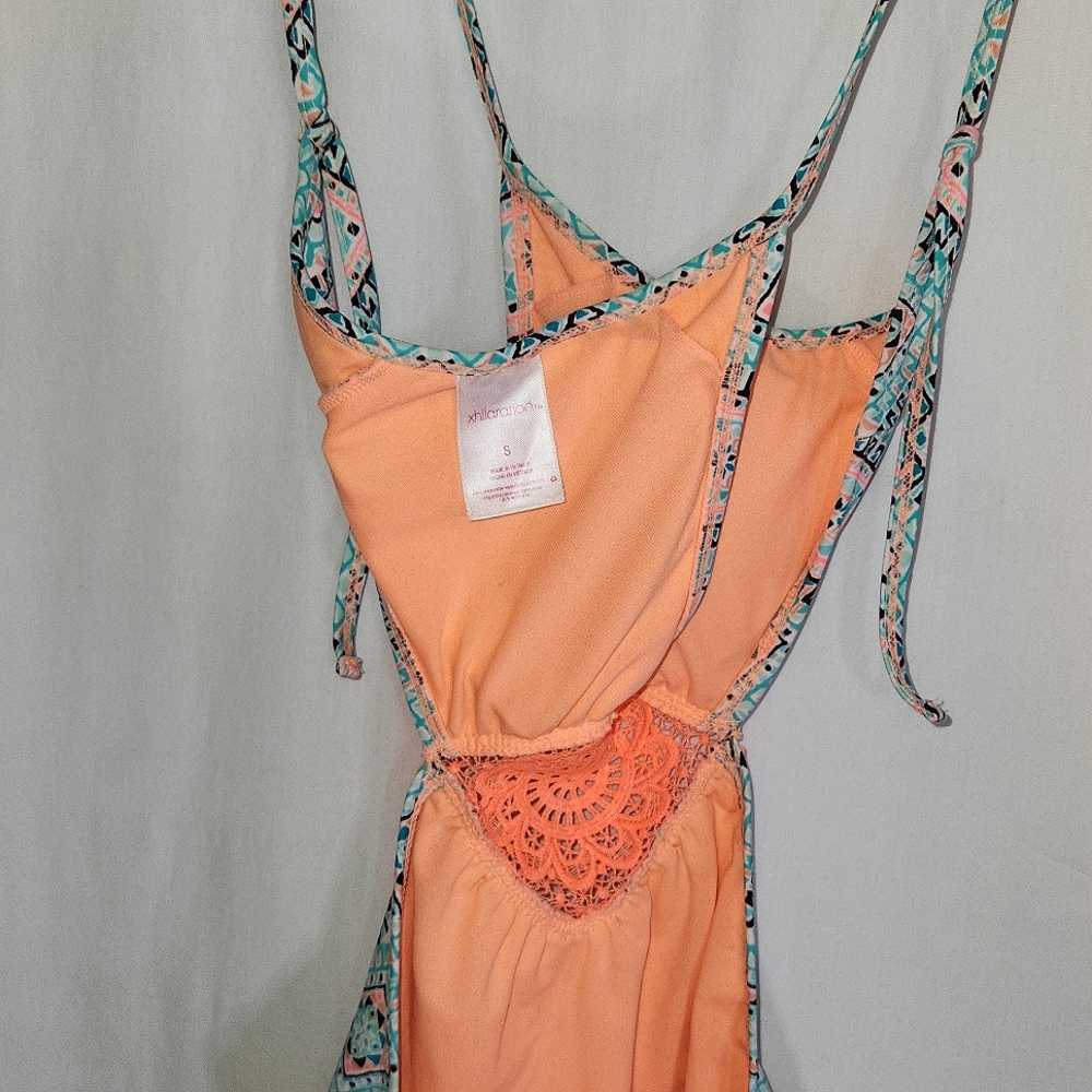 Xhilaration Monokoni Swimsuit Turquoise and Peach Medallion Pattern Sz Small - Picture 12 of 14